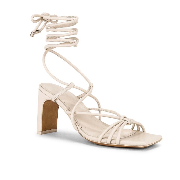 JONATHAN SIMKHAI MEGHAN SQUARE TOED HEEL WRAP SANDALS - Picture 1 of 11